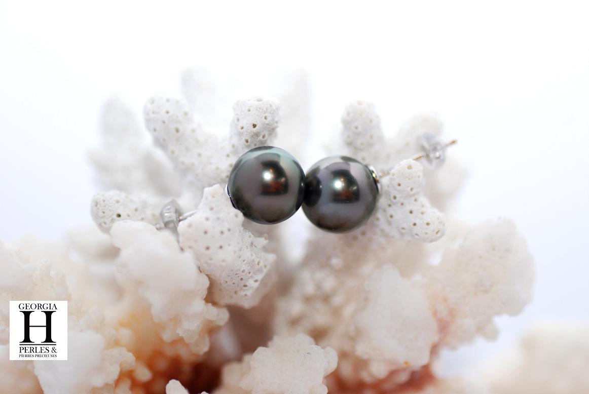 Boucles doreilles boutons et perles de tahiti  (2)