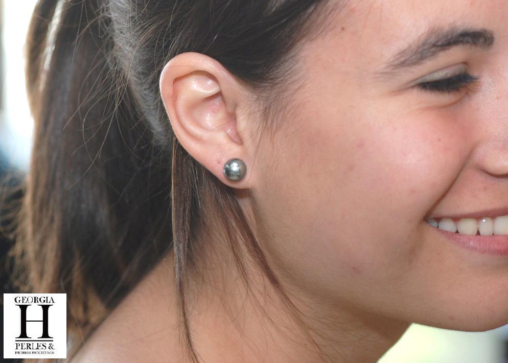 Boucles doreilles boutons et perles de tahiti (2)
