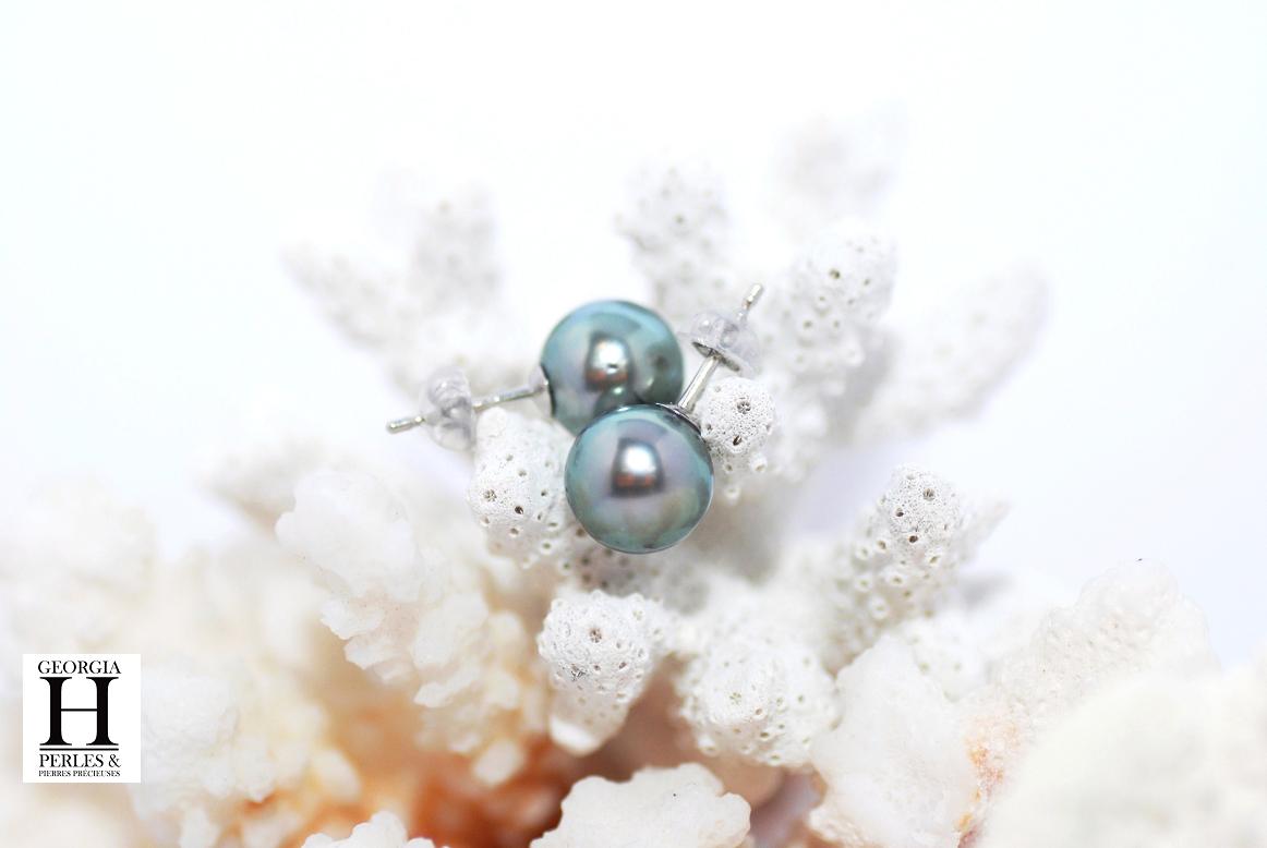 Boucles doreilles boutons et perles de tahiti