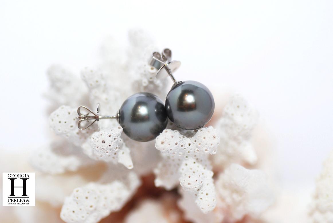 Boucles doreilles Omega  et perles de tahiti (4)