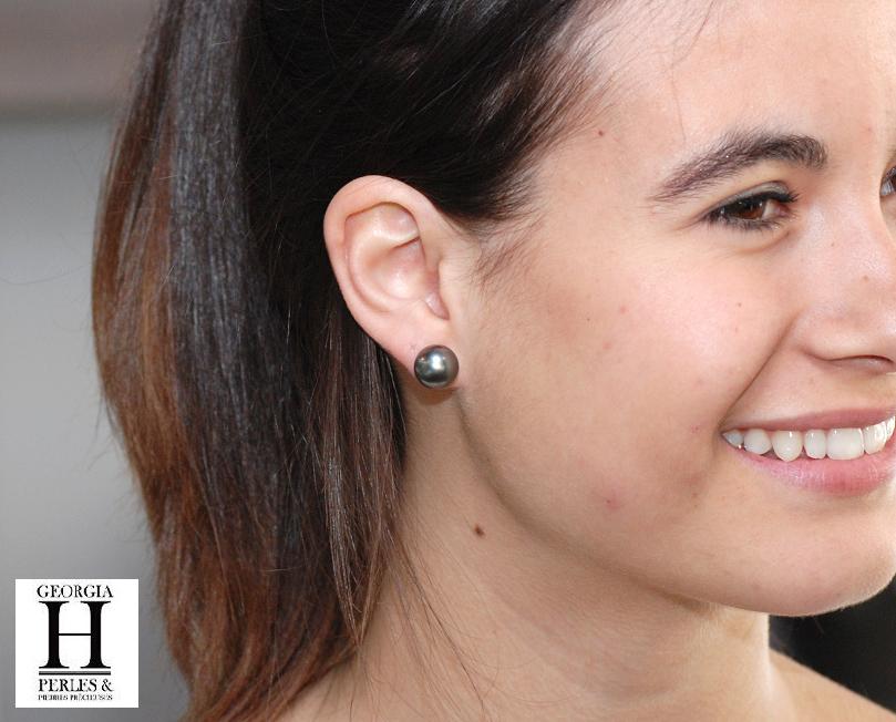 Boucles doreilles Omega  et perles de tahiti
