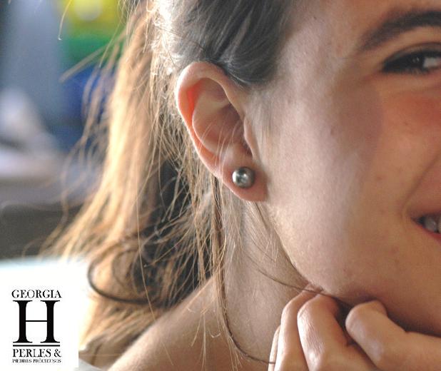 Boucles doreilles Boutons et perles de tahiti  (5)