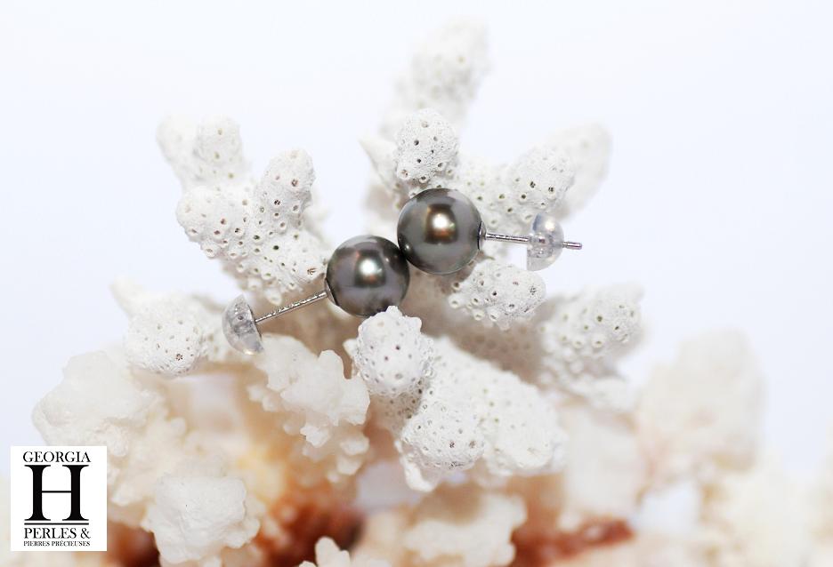 Boucles doreilles Boutons et perles de tahiti  (3)