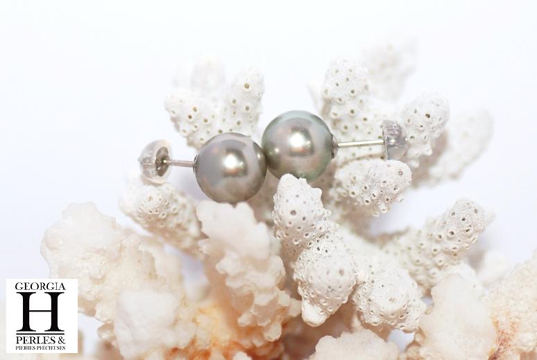 Boucles doreilles Boutons et perles de tahiti  (2)