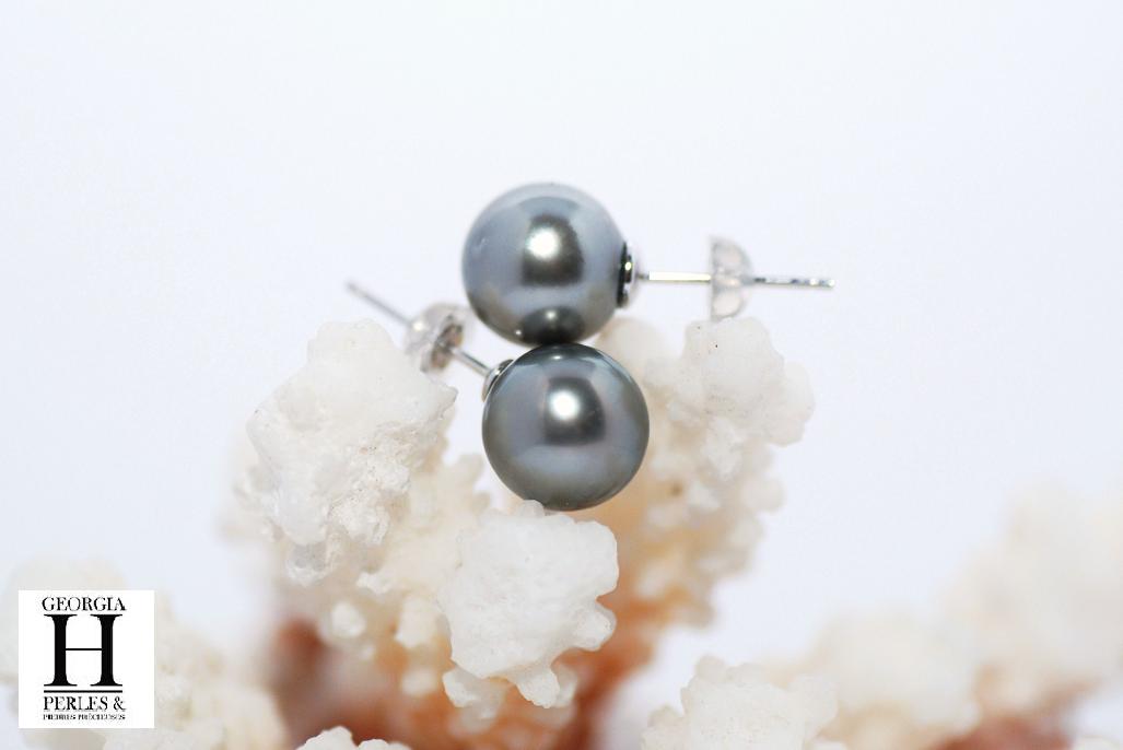 Boucles doreilles Boutons perles de tahiti