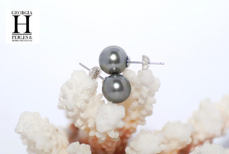 Boucles doreilles Boutons perles de tahiti  (2)