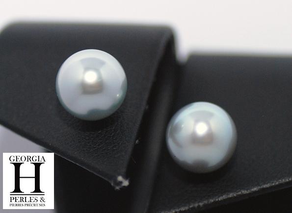 Boucles doreilles Boutons perles de tahiti   (2)