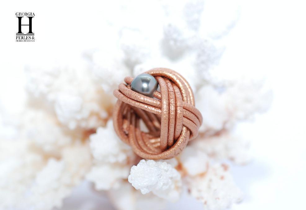 bague candy doré et perle de tahiti