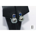 Boucles doreilles saphirs bleu et perles de tahiti bleu vert jungle (5)