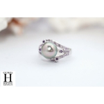 Bague Saphirs violets et perle de tahiti (6)