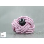 Bague noeud cuir rose et perle de tahiti