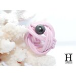 Bague noeud cuir rose et perle de tahiti (4)