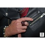 Bague noeud cuir aubergine et perle de tahiti (4)