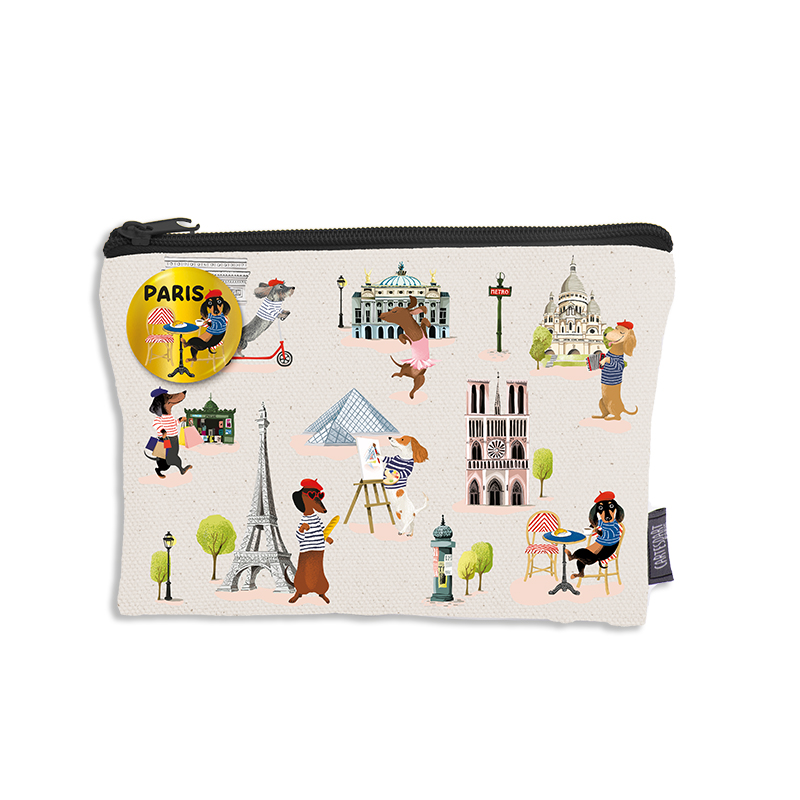 POUCH141 POCHETTE COTON TECKELS A PARIS