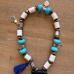 collier pour chien en céramique EM et perles turquoise