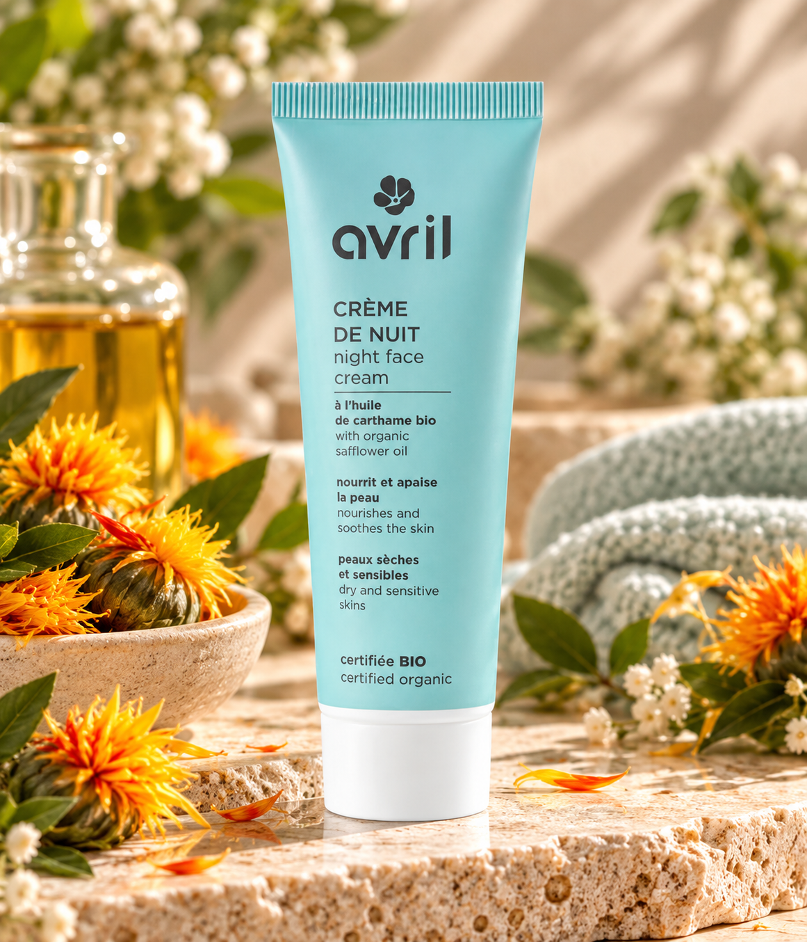 Crème de nuit Avril aux fleurs de carthame