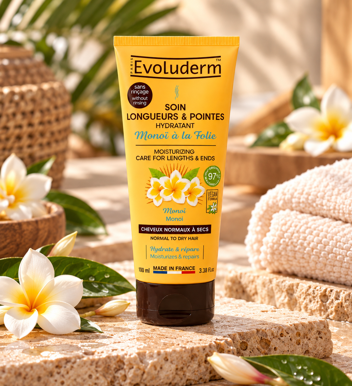 Soin capillaire tropical au monoï