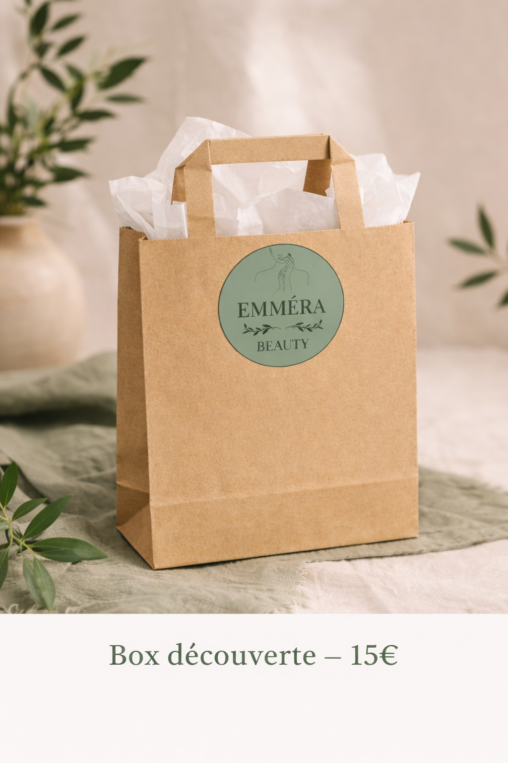Sac cadeau EMMÉRA sur fond vert doux