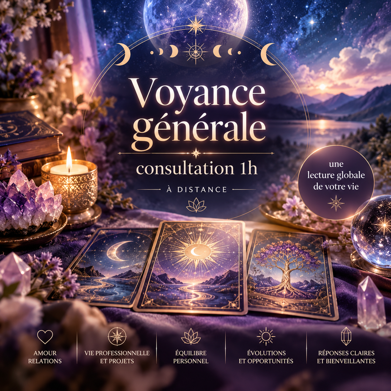 Voyance générale par cartes – consultation 1h à distance