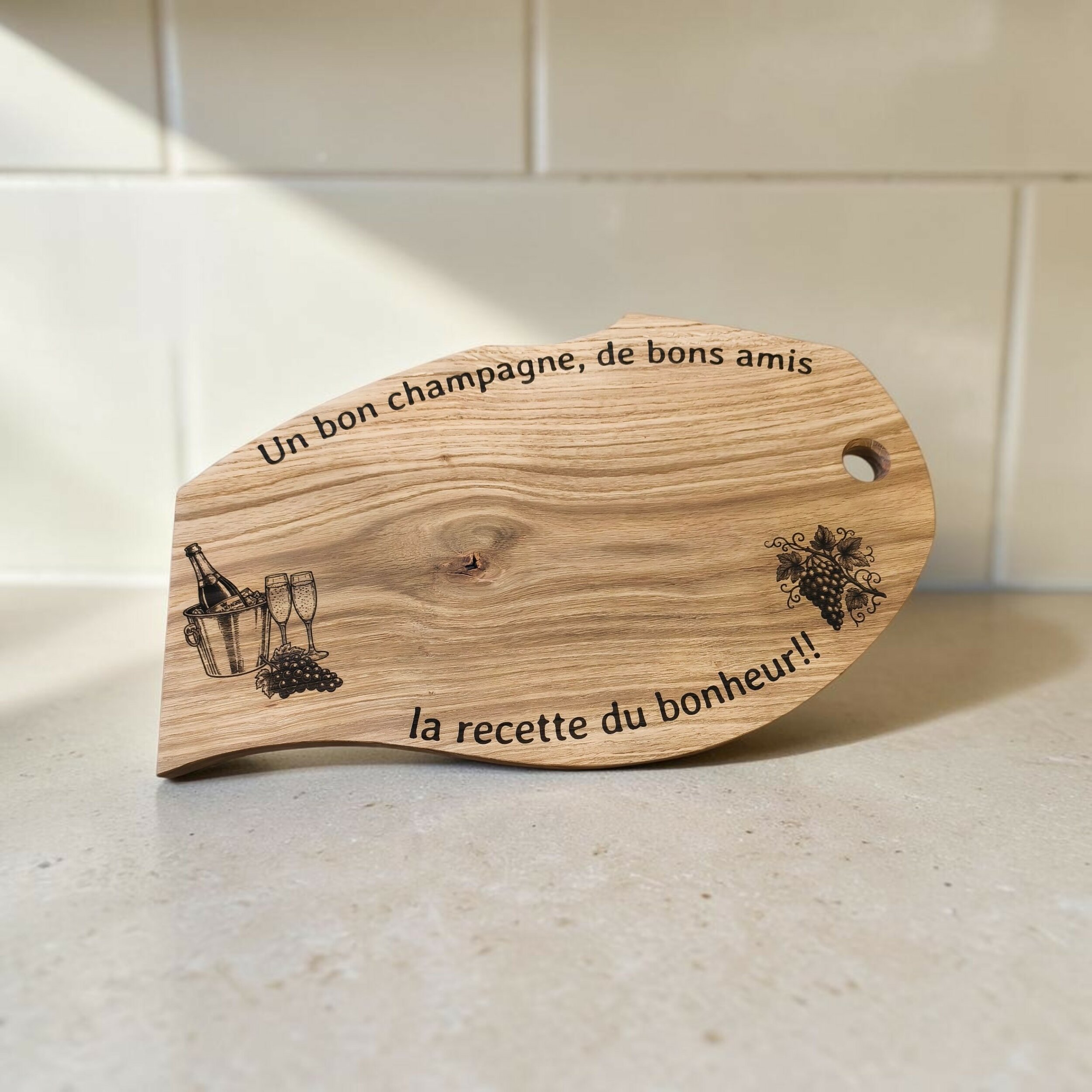 planche en chêne gravée