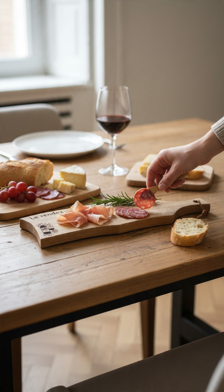 planche apéro en chêne gravée