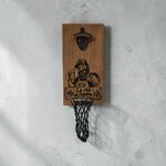 décapsuleur mural en chêne avec panier pour capsules