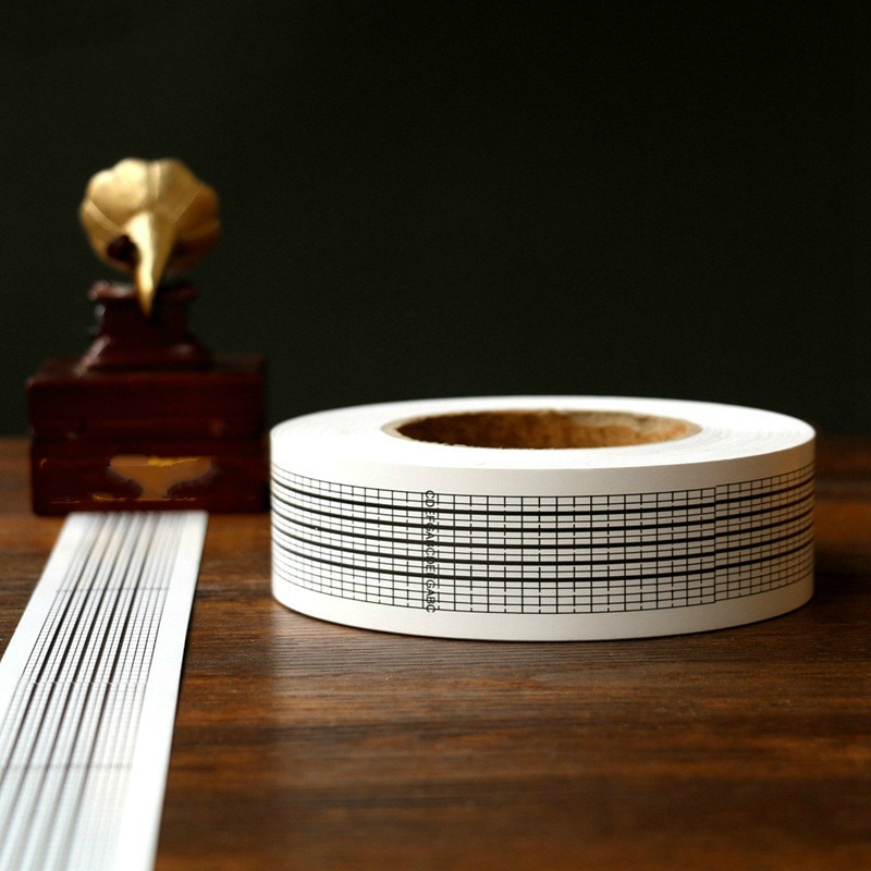 30-tons-main-papier-bande-bo-te-musique-ruban-blanc-blanc-main-papier-bande-bricolage-composer