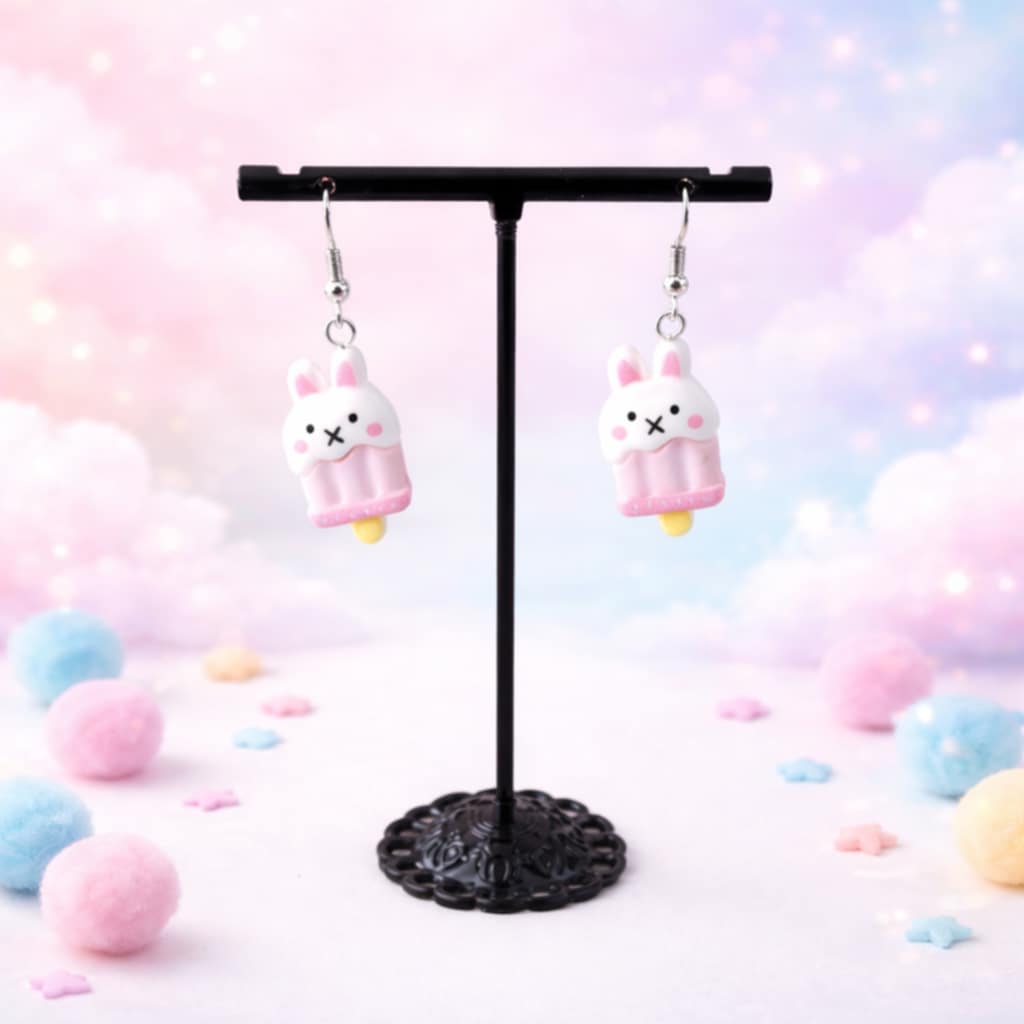 Pendantes argentées Glace lapin