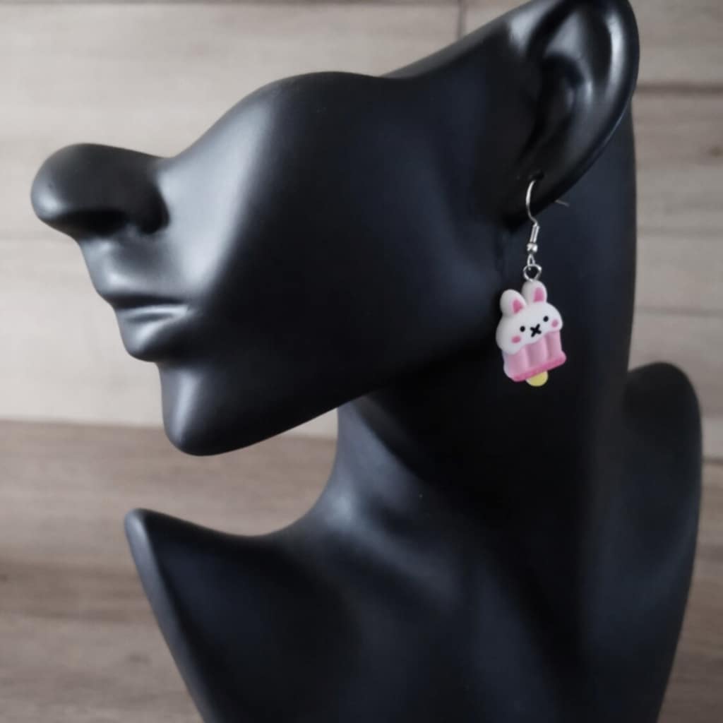 Pendantes argentées Glace lapin 1