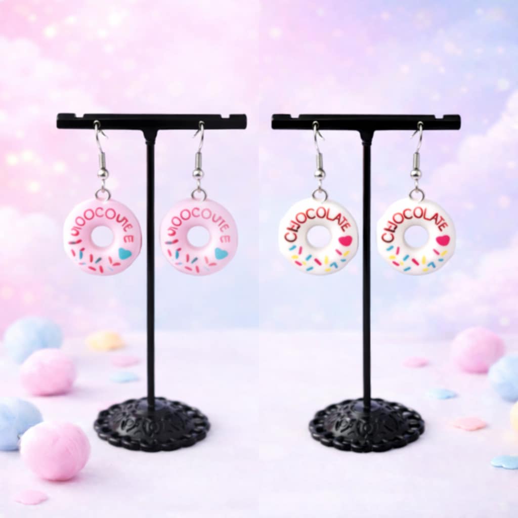 Pendantes argentées Donuts Chocolat