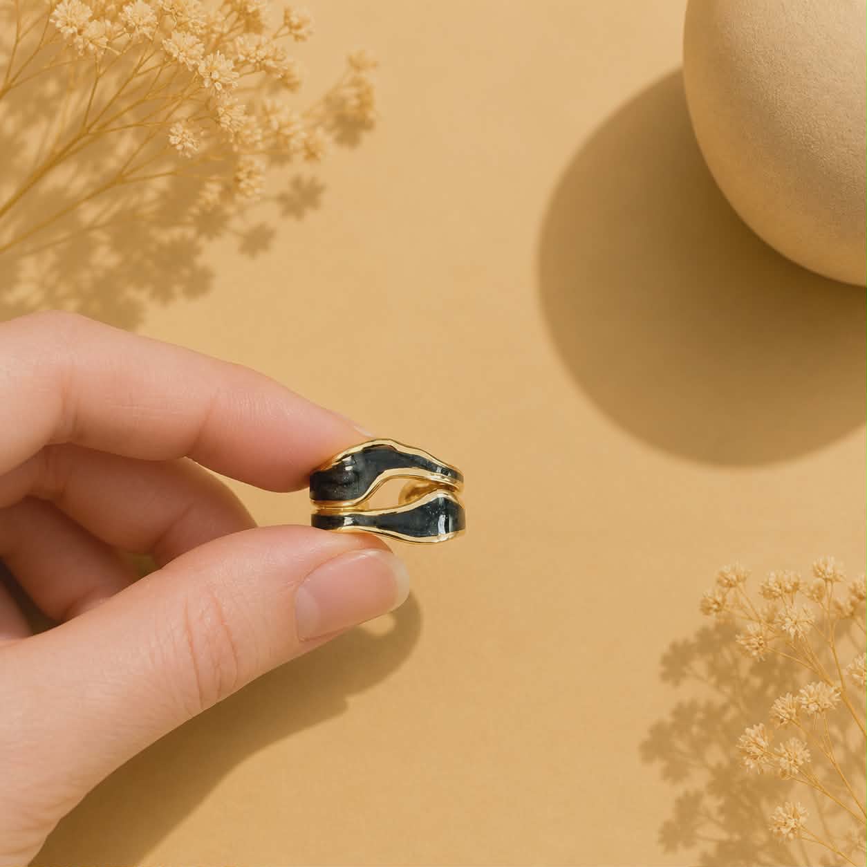 Bague dorée grise Elya