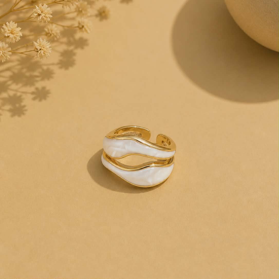 Bague dorée blanche Elya