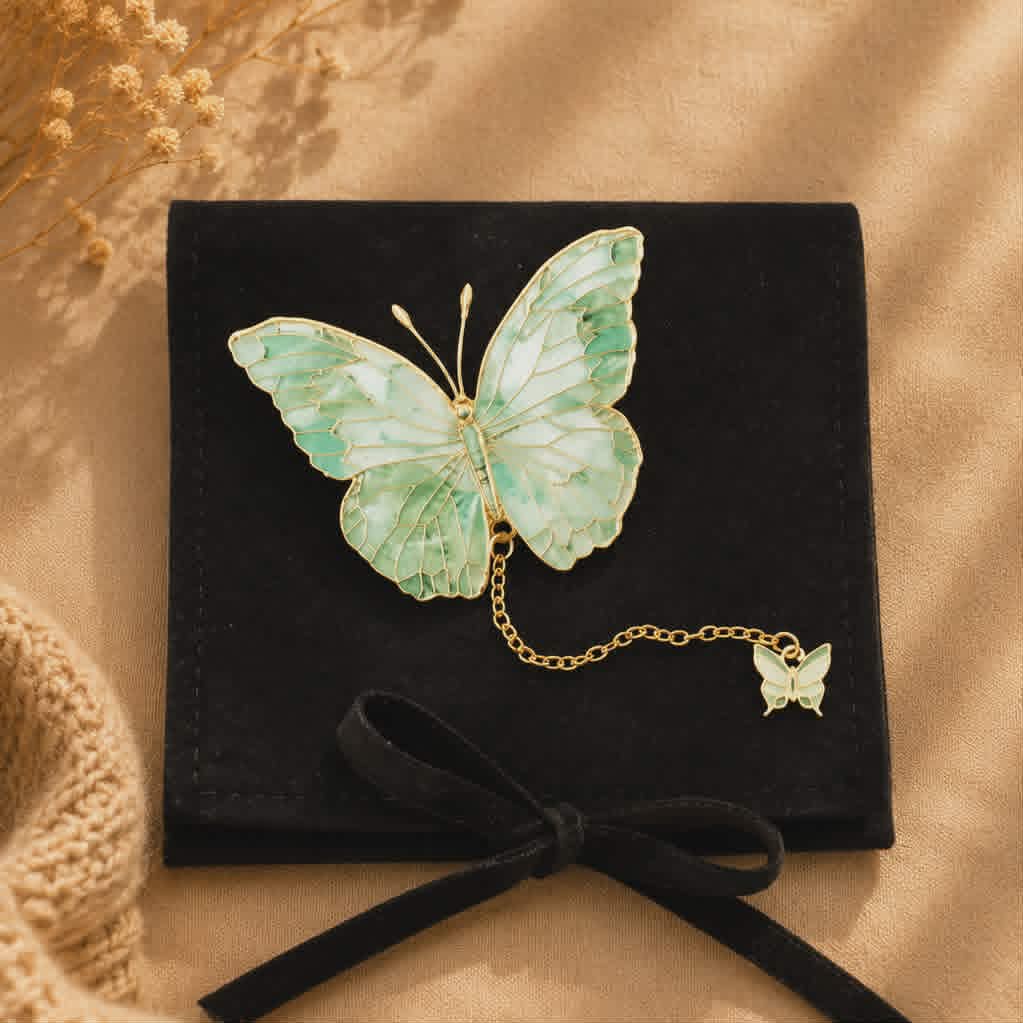 Marque page papillon vert