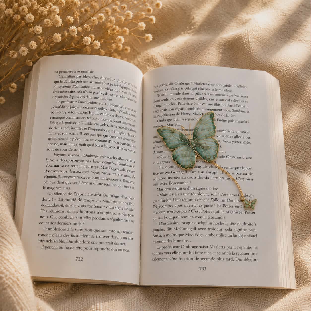 Marque page papillon vert 1