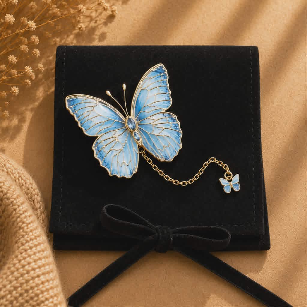 Marque page papillon bleu