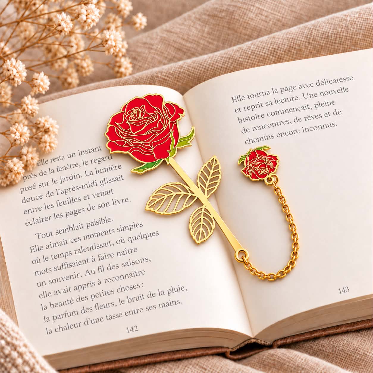 Marque page Rose rouge 1