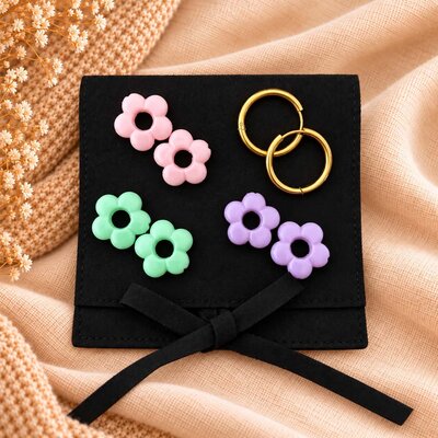 Box 3 paires de boucles - Fleurs pastel