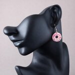 Pendantes argentées Donuts chocolat rose 1
