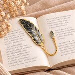 Marque page Plume noire et dorée