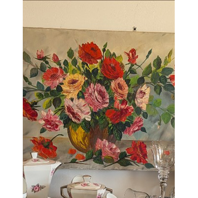 Grande toile bouquet camaïeu de roses