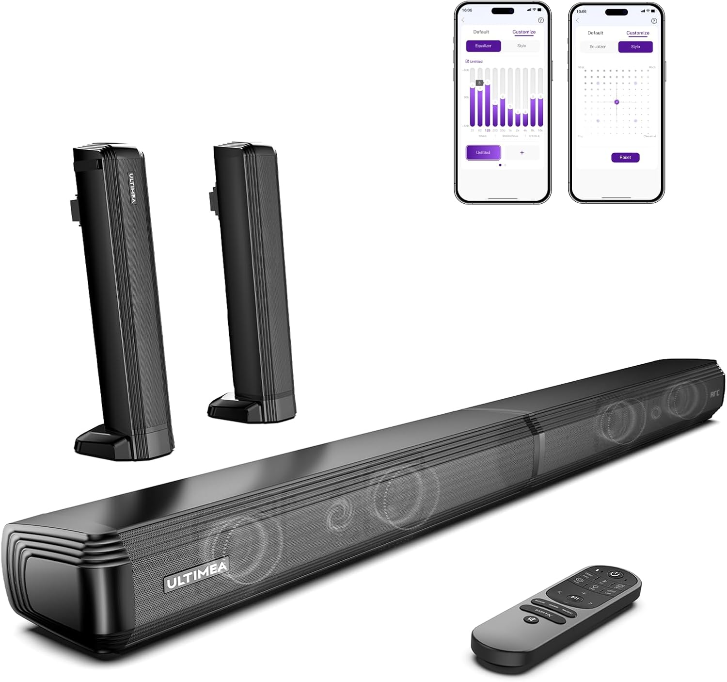 Soundbar intera e divisa con telecomando e app audio