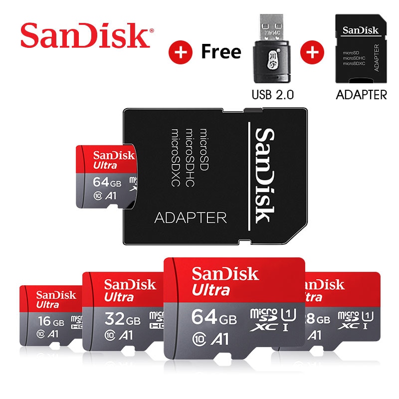 SanDisk Ultra microSD-kaart met USB- en SD-adapter