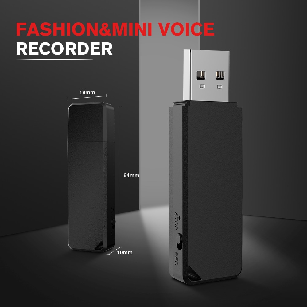 USB-stick met verborgen audiorecorder – zwart model