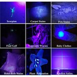 UV-detectielamp 100 LED 395 nm – functies in een illustratie