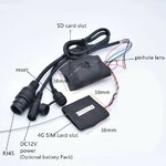 2K 4G spionagecamera-module – bediening en aansluitingen aangeduid