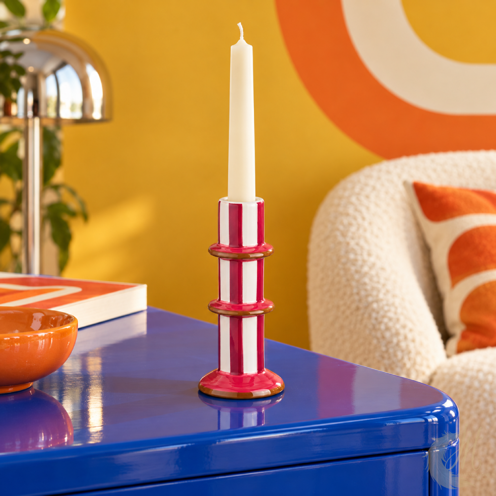 bougeoir-ceramique-raye-rose-blanc-ambiance