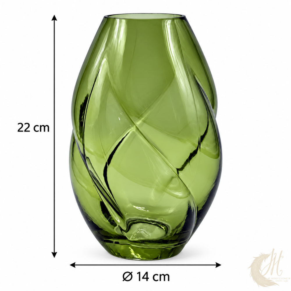 vase-verre-vert-olive-torsade-mesures