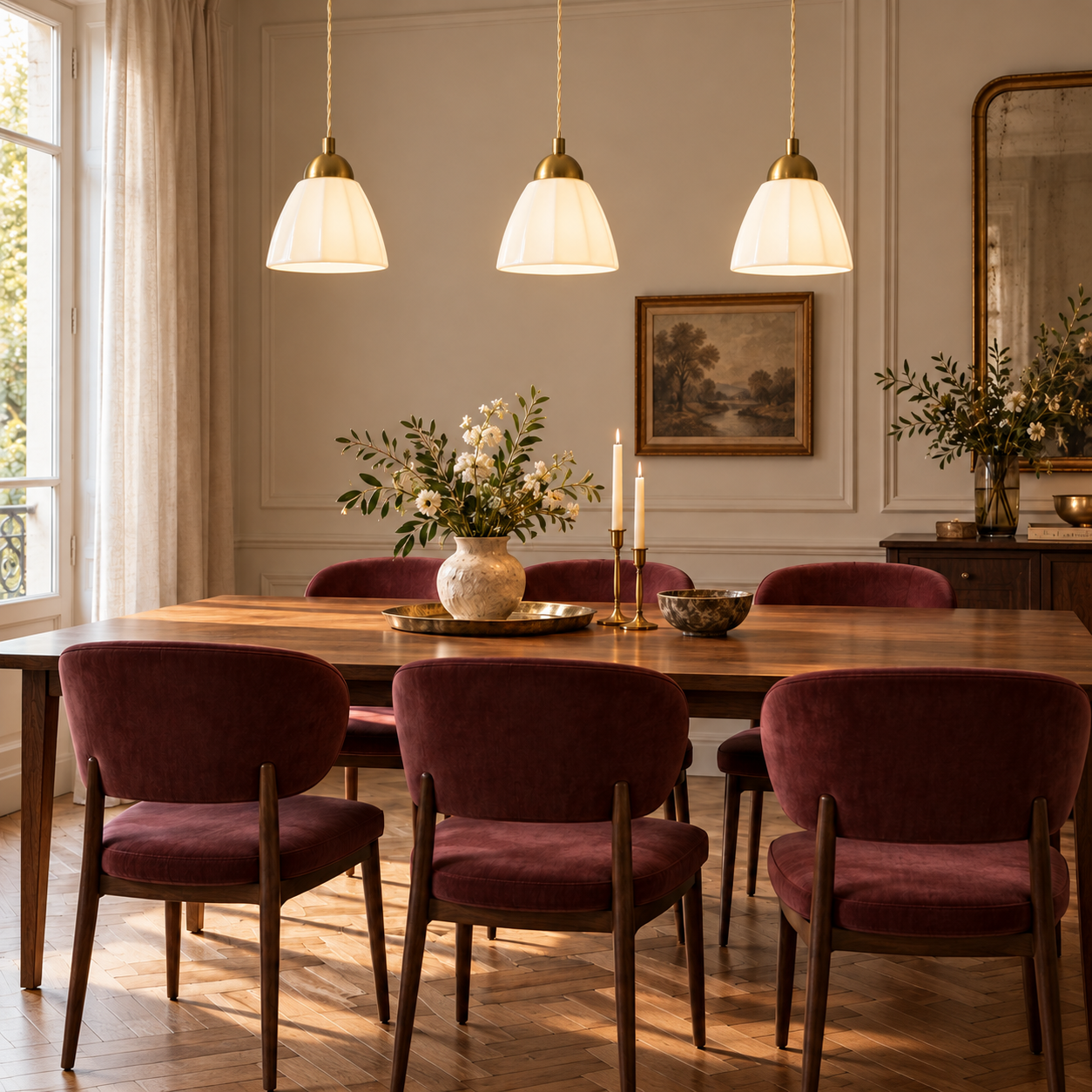 Table raffinée sous trois suspensions