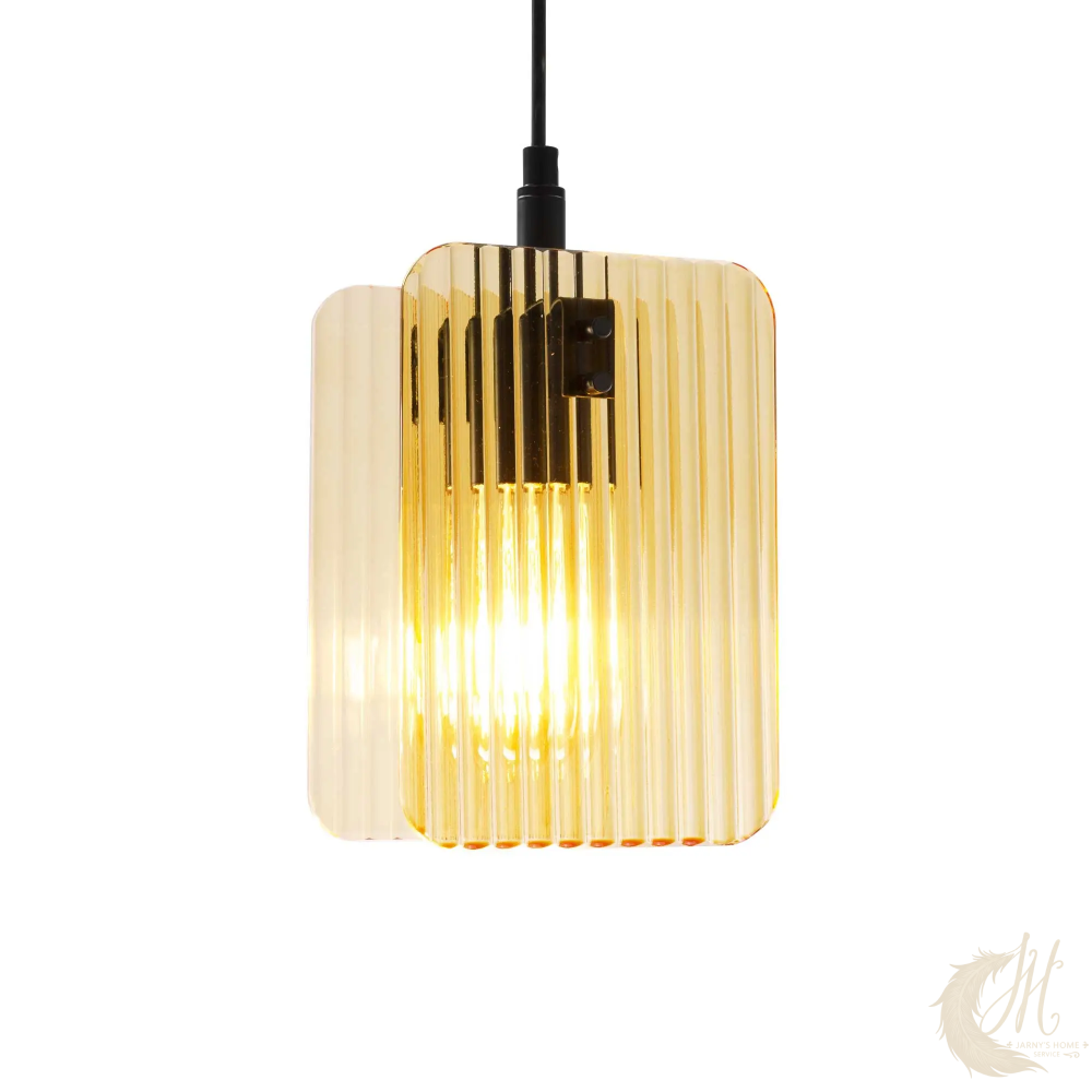suspension-bosca-verre-strie-ambre-allumee
