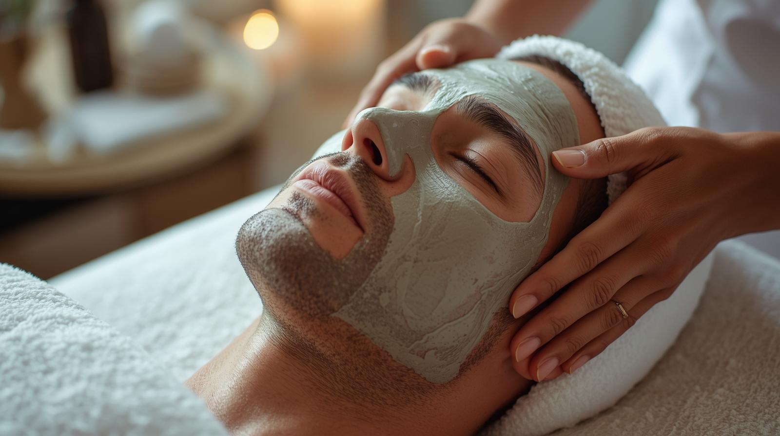 photo homme en soin visage